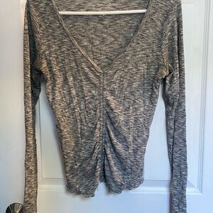 Hollister Heathered Gray V-Neck Blouse